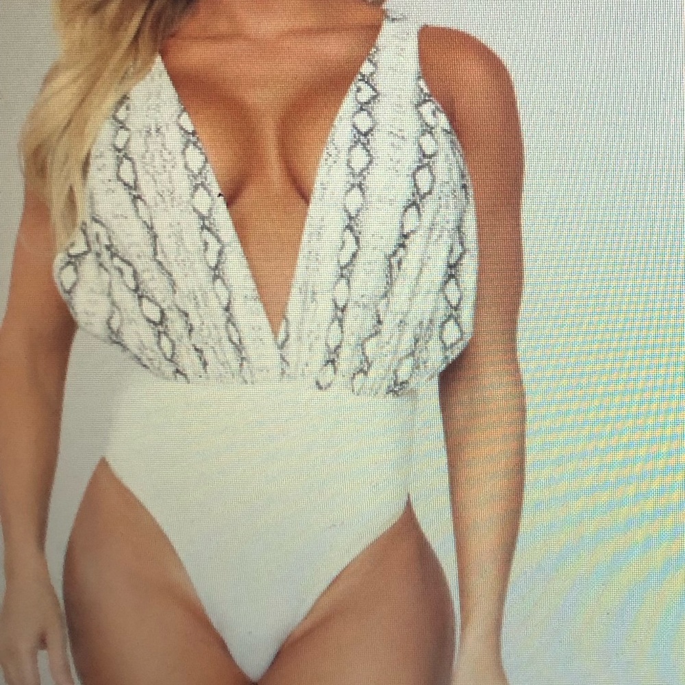 Snakeskin deep v neckline backless bodysuit